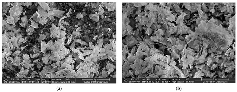 Morphology (FESEM image) of the particle formed in the in situ synthesis of ZnO NPs on ND-colored Batik fabrics at (a) pH 6, (b) pH 7, (c) pH 8, (d) pH 9, (e) pH 10, (f) pH 11.