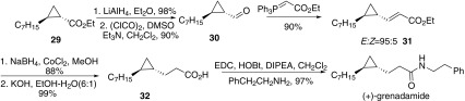 Synthesis of grenadamide reported by Boysen [49]