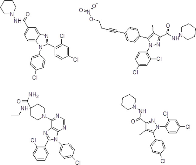 Chemical structure and analysis of BAR-1.Chemical structures of BAR-1 (a), AM6538 (b), rimonabant (c) and otenabant (d).
