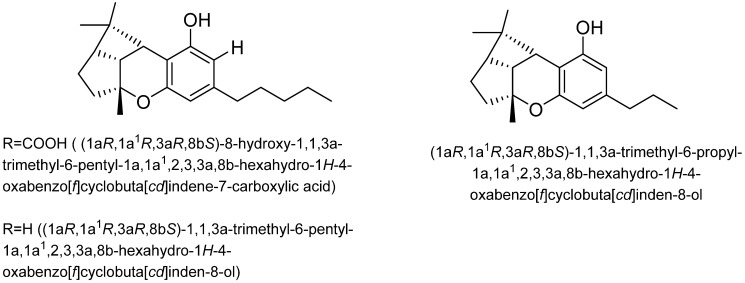 Structures of cannabicyclol (CBL)-type cannabinoids.