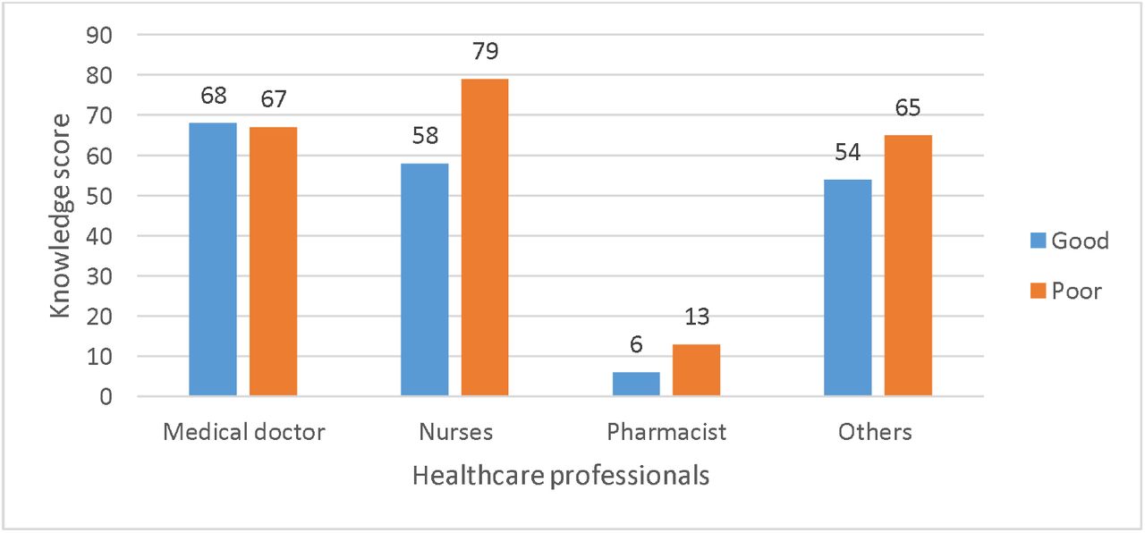 knowledge score on clinical audit among healthcare professionals