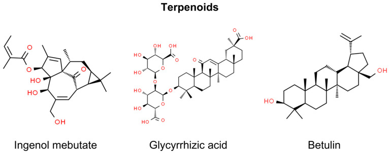 Chemical structures of selected terpenoids showing anti-NMSC effect.