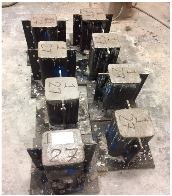 Construction of square specimens having 13 mm rounded corners.