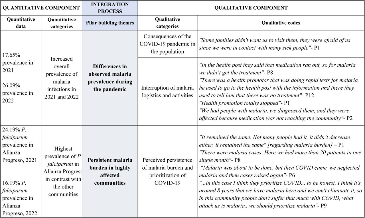 Joint display of integrated quantitative and qualitative findings