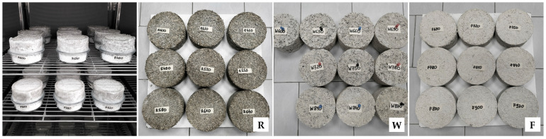 Sealed samples in climatic chamber and samples of all series prepared for water vapor permeability tests.