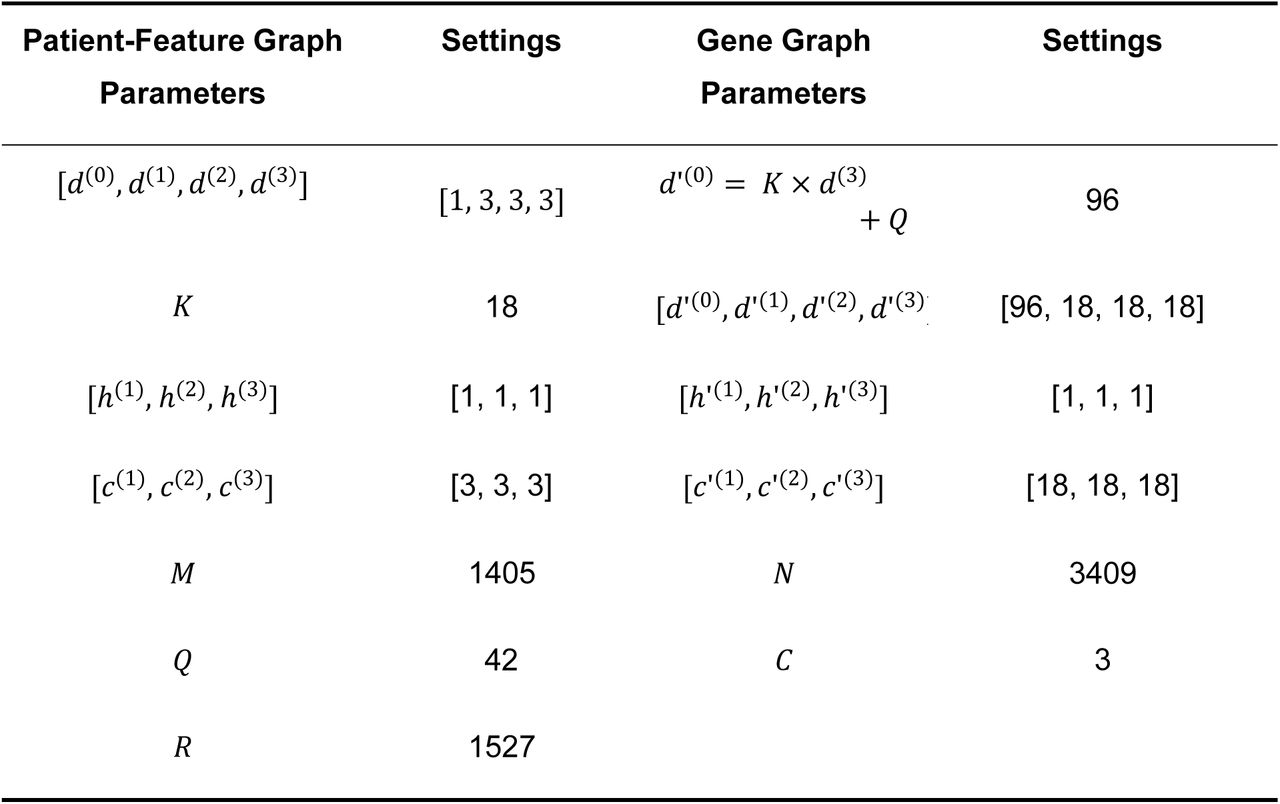 Model parameter and hyper-parameter settings