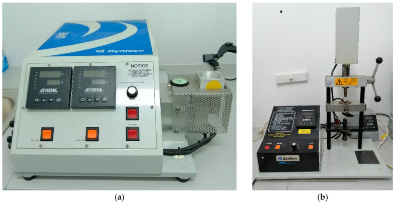 (a) Laboratory Mixing Extruder and (b) Laboratory Mixing Molder device, built by Dynisco, Franklin, MA, USA.