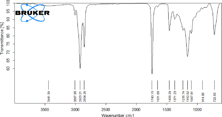 FTIR spectrum of hemp biodiesel.