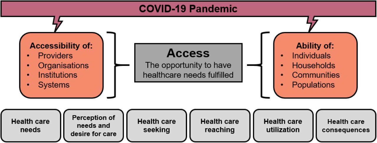 Depiction of the COVID-19-induced disruption to the accessibility of the healthcare system and the ability of patients to access the system (adapted from Levesque et al. 2013)