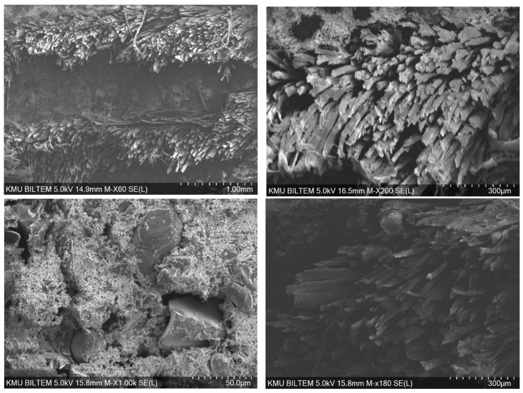 Bore-hole damage to the epoxy/aluminum/flax fiber.