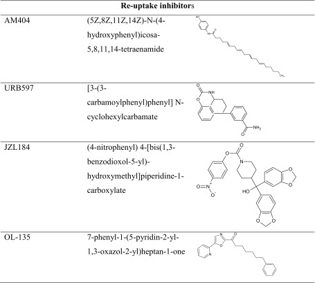 The chemical structure of reuptake inhibitors of endocannabinoids