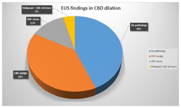 Endoscopic ultrasound finding in common bile duct dilatation alone.