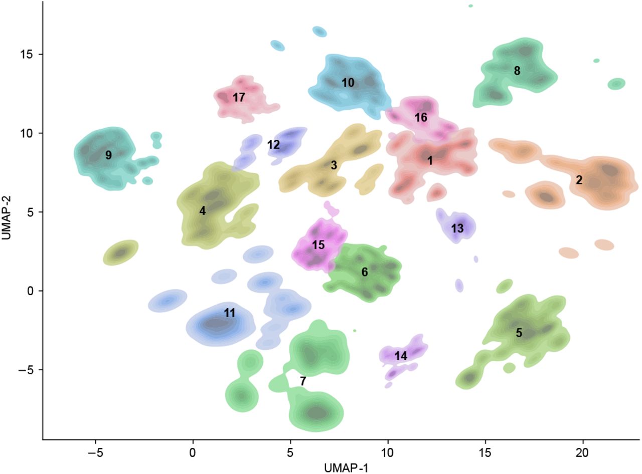 Clustering of patient-specific representation vectors reveals distinct care pattern subgroups.