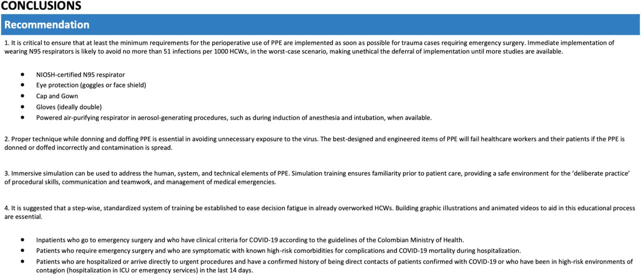 GRADE recommendations and conclusions