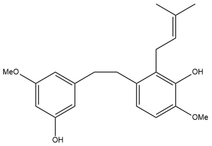 Structural diagram of canniprene (MW 342.43).