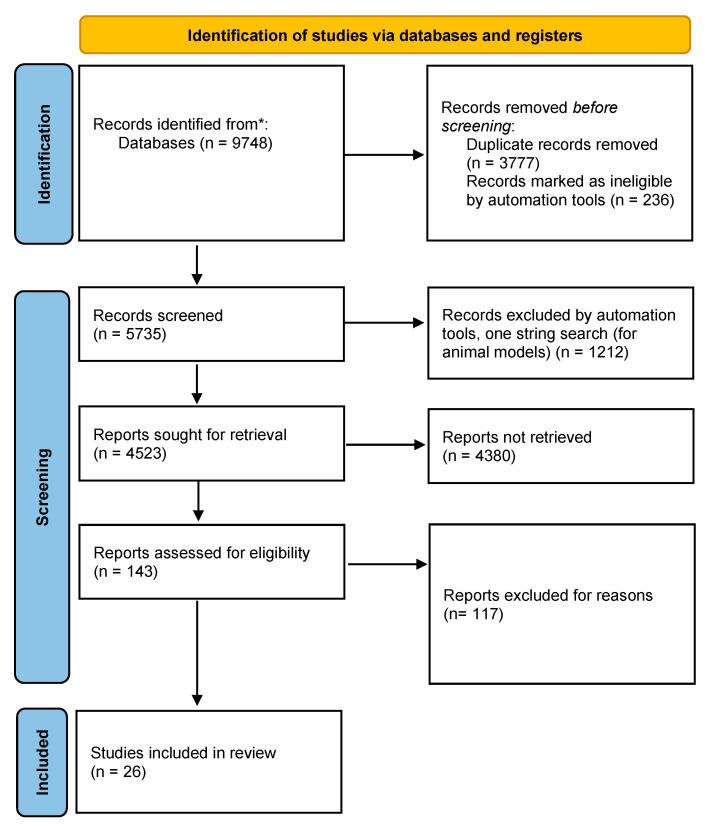 Study flow diagram. * Medline (PubMed) and Elsevier (ClinicalKey) databases, manual searches through reference lists of the recorded articles.