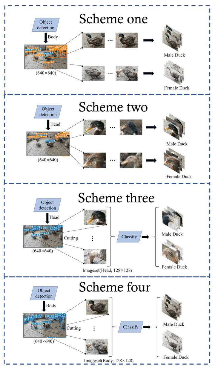 Flow chart of four schemes.