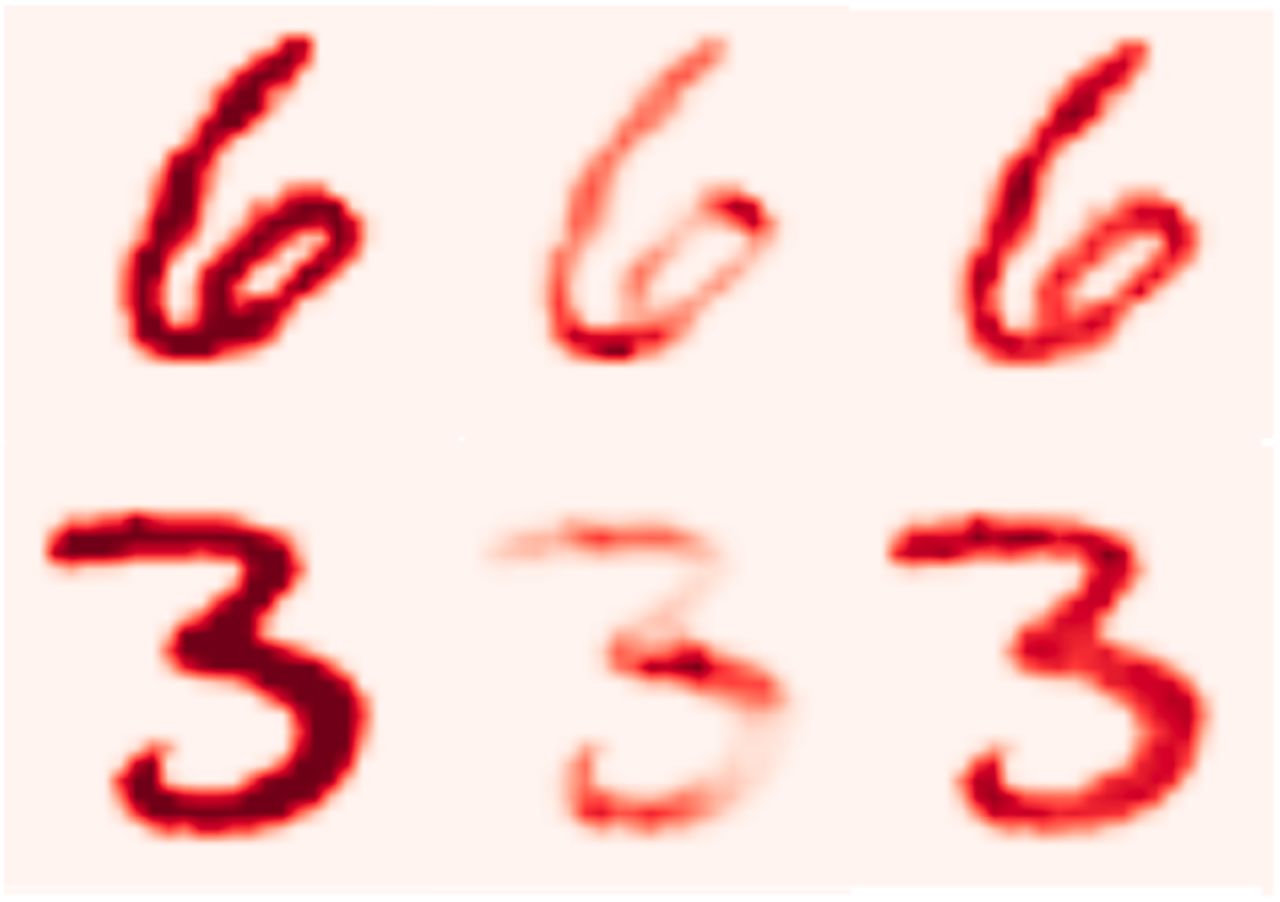 From left to right: initial image, LRP on classical CNN and GLRP on Graph-CNN.