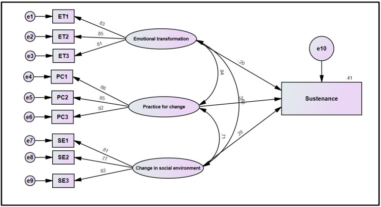Structural model for sustaining vaping quitting behavior.