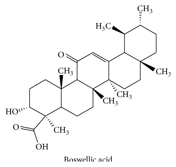 Chemical structure of boswellic acid.