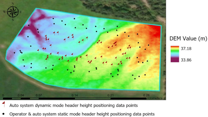 Boundary map of the experimental field and data collection points distribution, Image source: Esri, Maxar, Earthstar geographics, and the GIS use community.