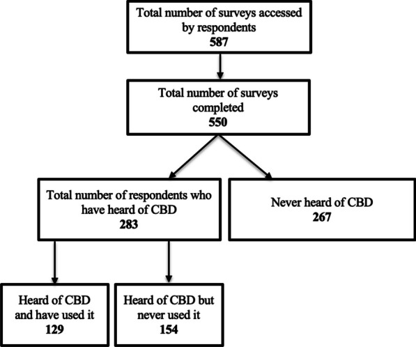 Breakdown of survey respondents by CBD knowledge and use