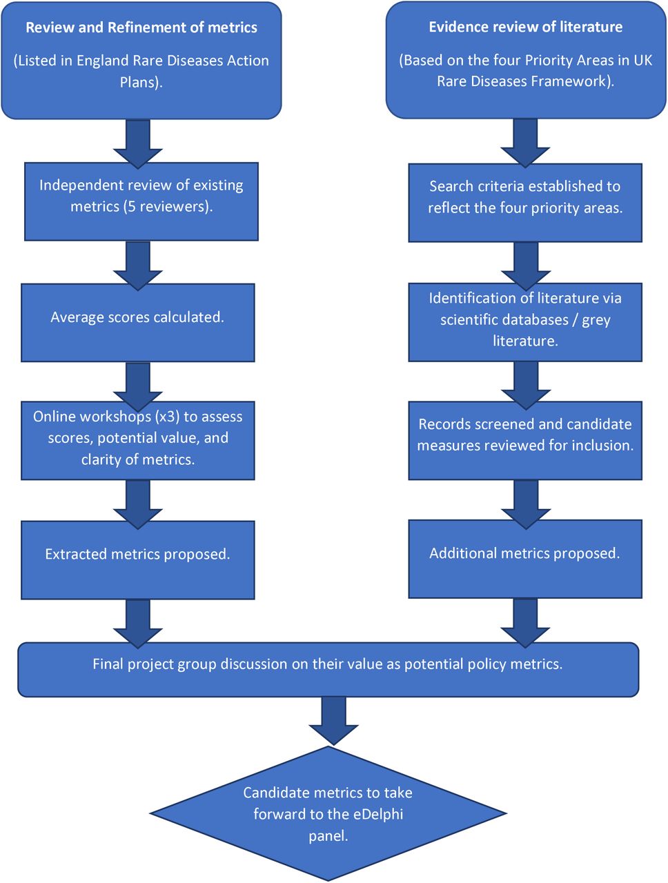 Flowchart detailing decision-making for candidate metrics.