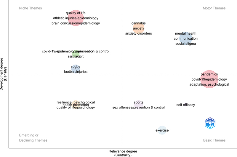 Thematic map of clusters of keywords (original set of 89 papers)