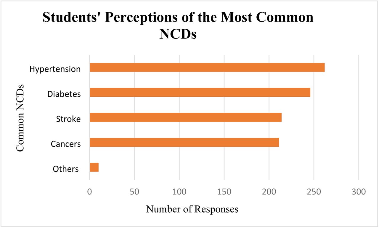 Health professional students’ perception of the most common NCDs. “Others” include asthma, sickle cell anemia, jaundice, and thyrotoxicosis.