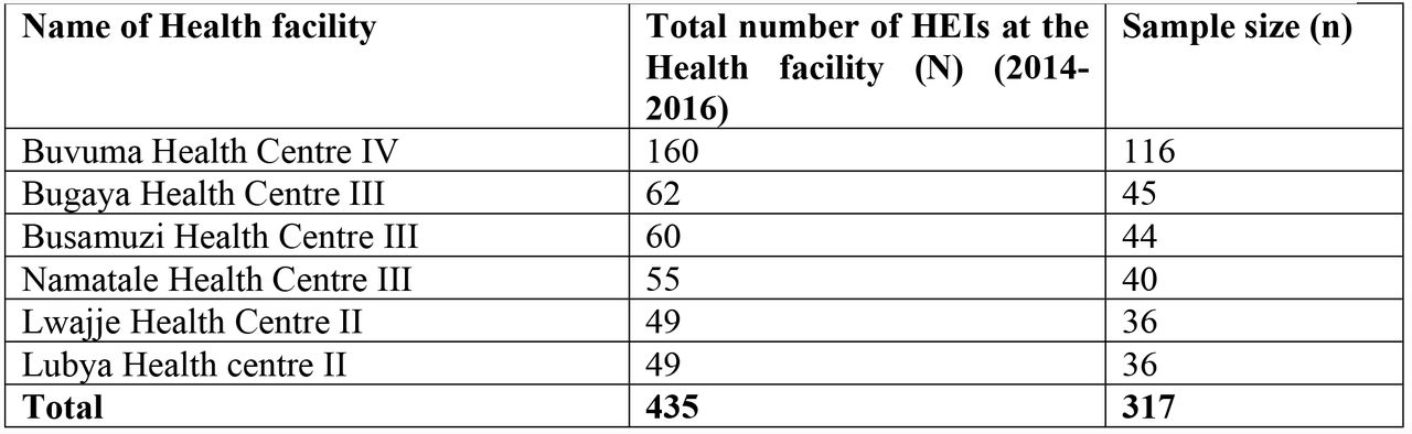 Distribution of mother-infant files per selected healthcare facility
