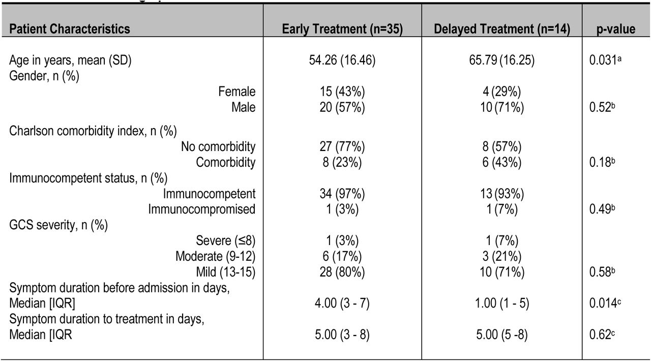 Baseline demographic characteristics and clinical features