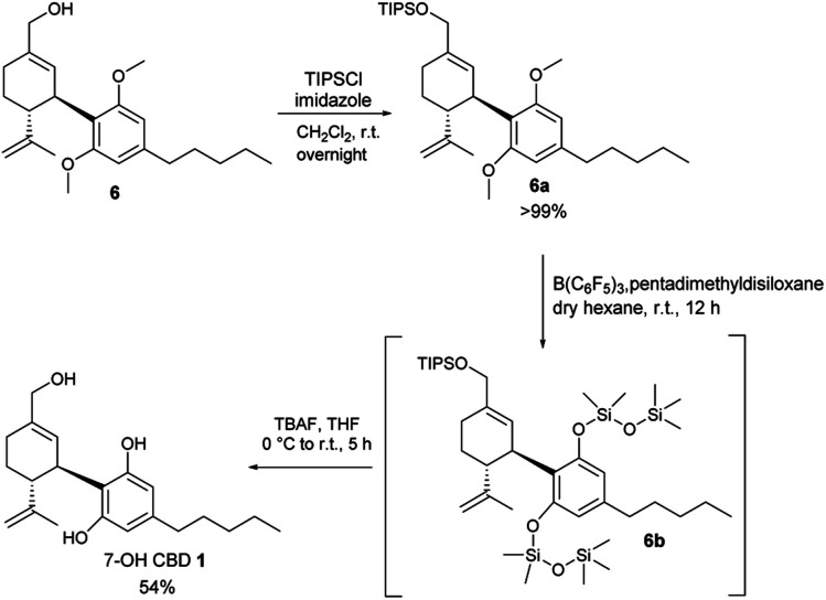 Deprotection of 6 in mild conditions employing Piers–Rubinsztajn reaction.