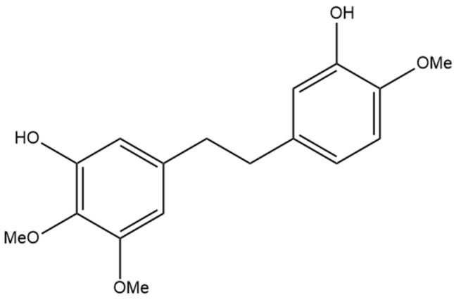 Structural diagram of combretastatin B-2 (MW 304.34).