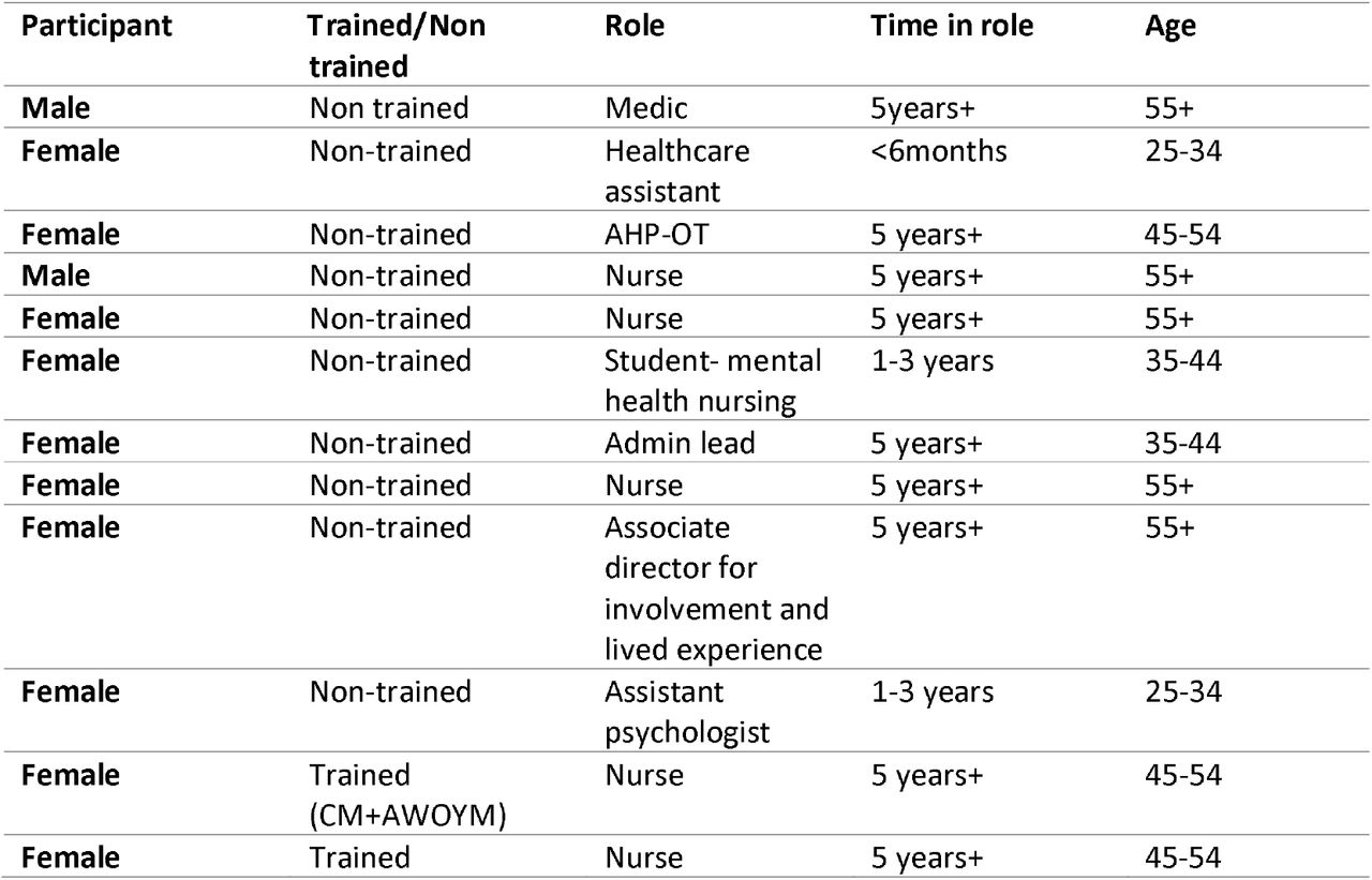 Interview participant characteristics