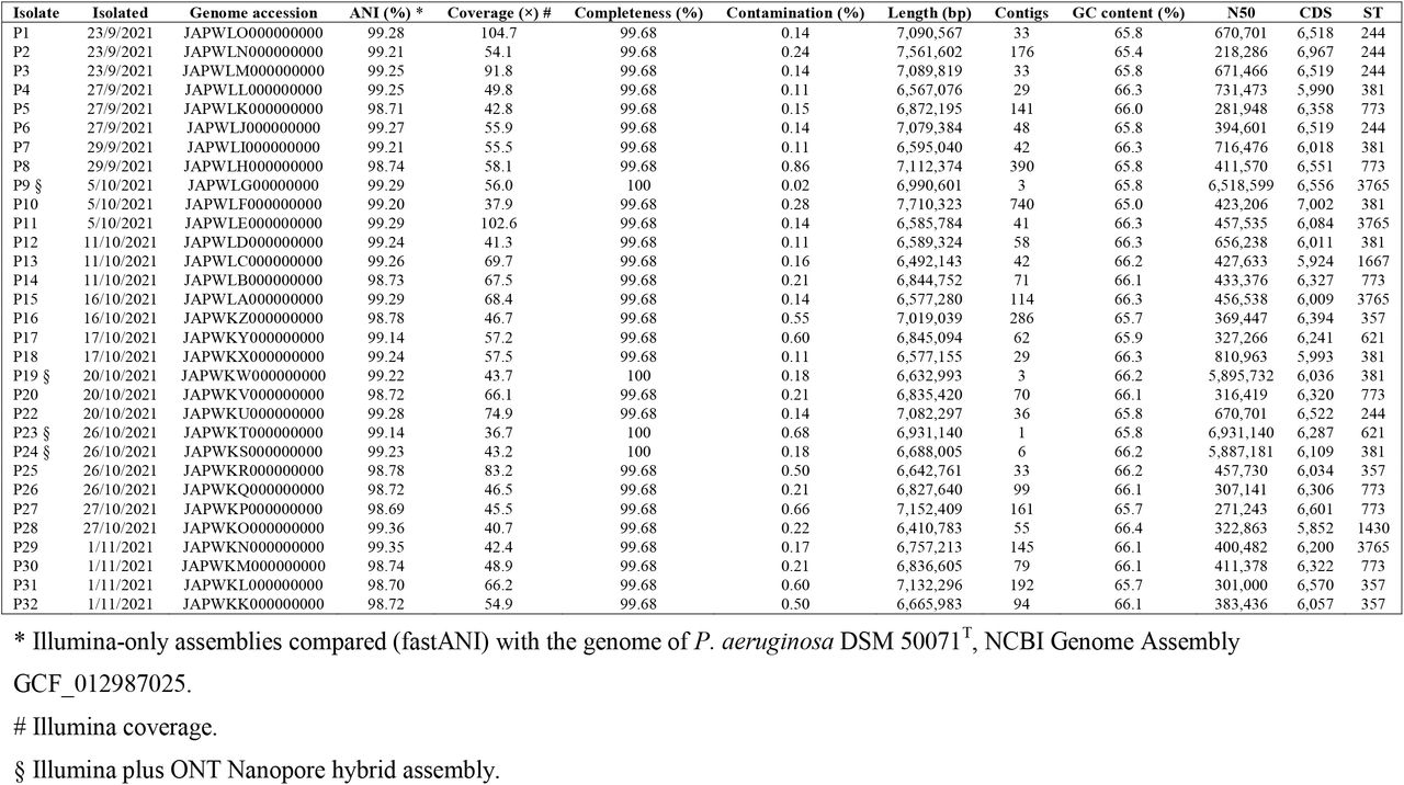 Summary information for the draft genomes generated from isolates described in this study.