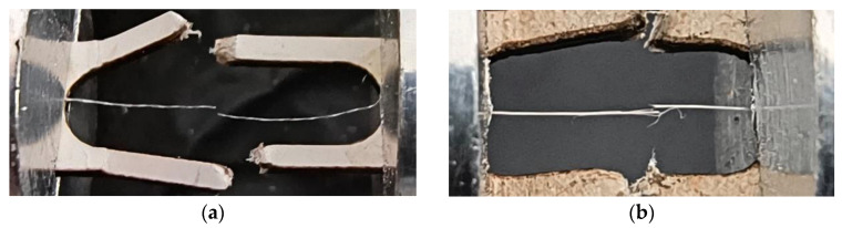 Types of failures: (a) in the fiber cross-section and (b) through individual elementary fiber failures.
