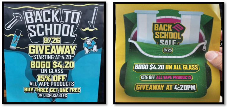 Fliers from smoke shops.