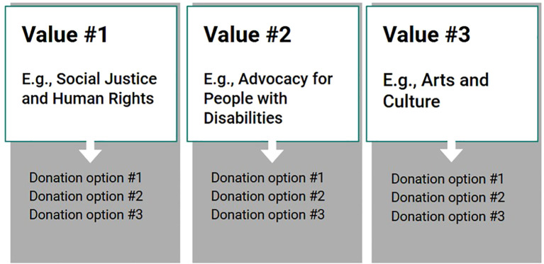 In the donation-based model of Integrative CM, participants could choose from several donation options built into the model based on their personal values.