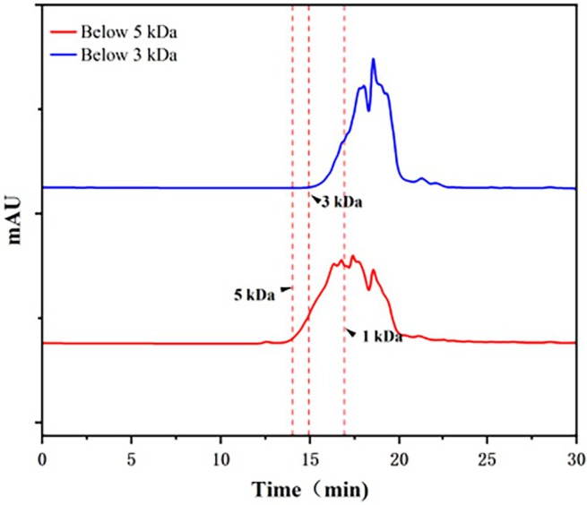 Molecular weight distribution profile of peptides.