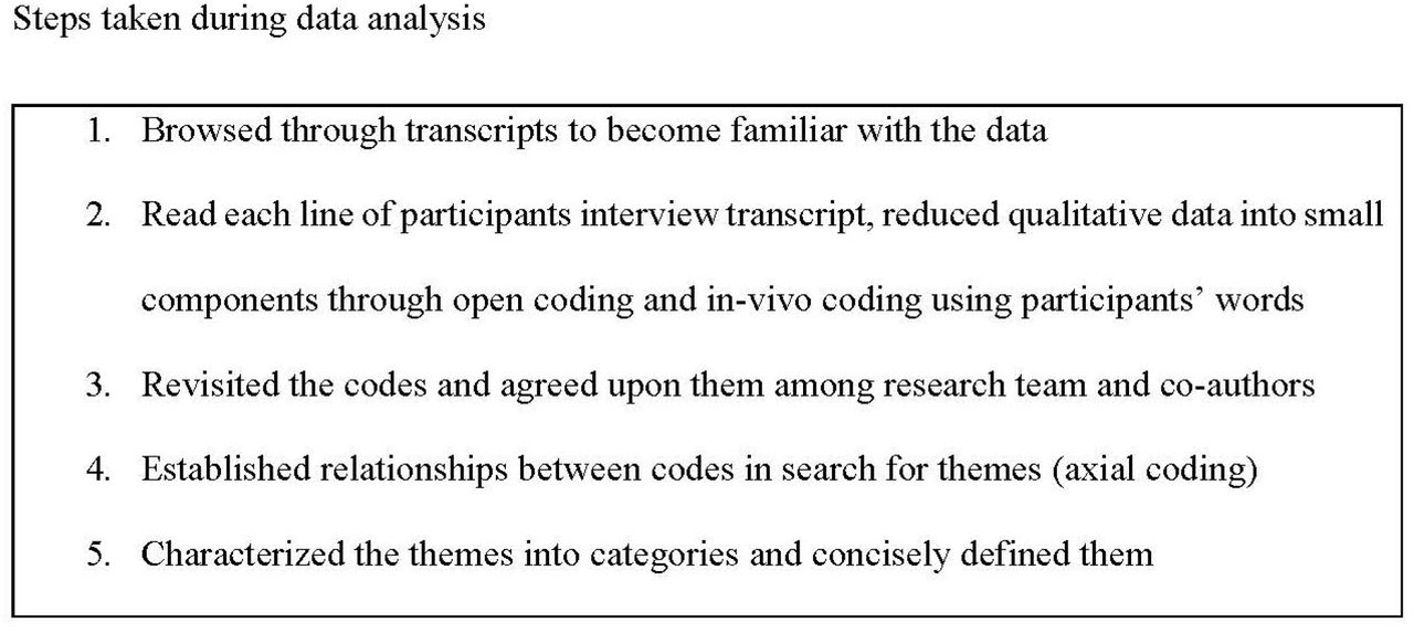 The steps taken during data analysis