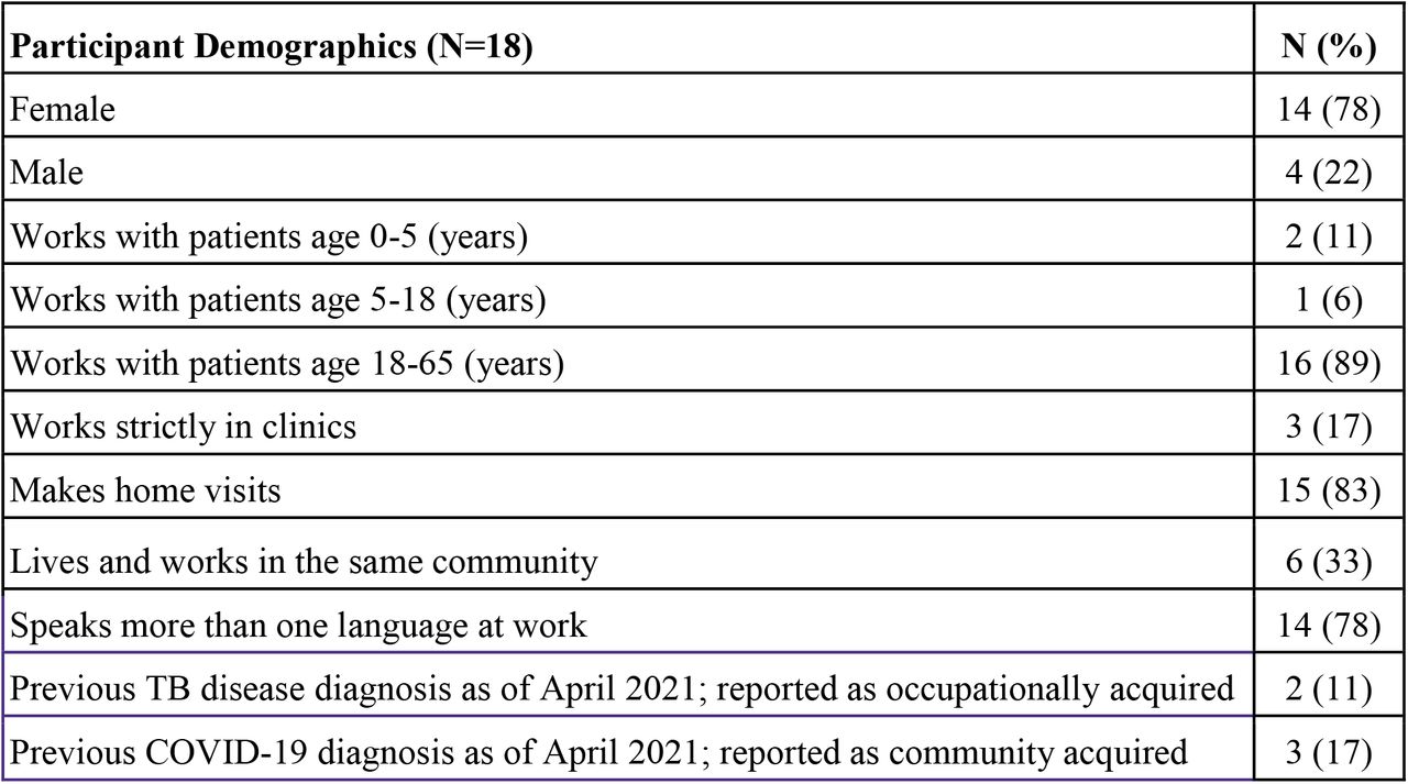 Demographic data of key informants