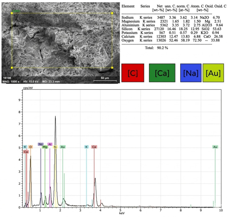 EDS analysis results of the control sample subjected to 600 °C heat treatment.