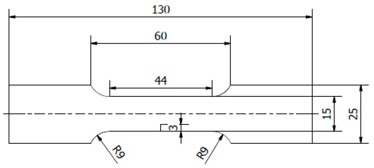 The geometry of a notched sample.