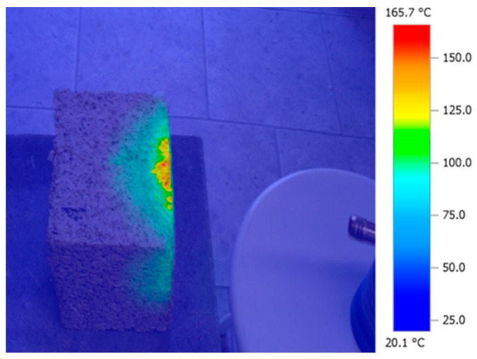 Sample thermal distribution following the flame test.