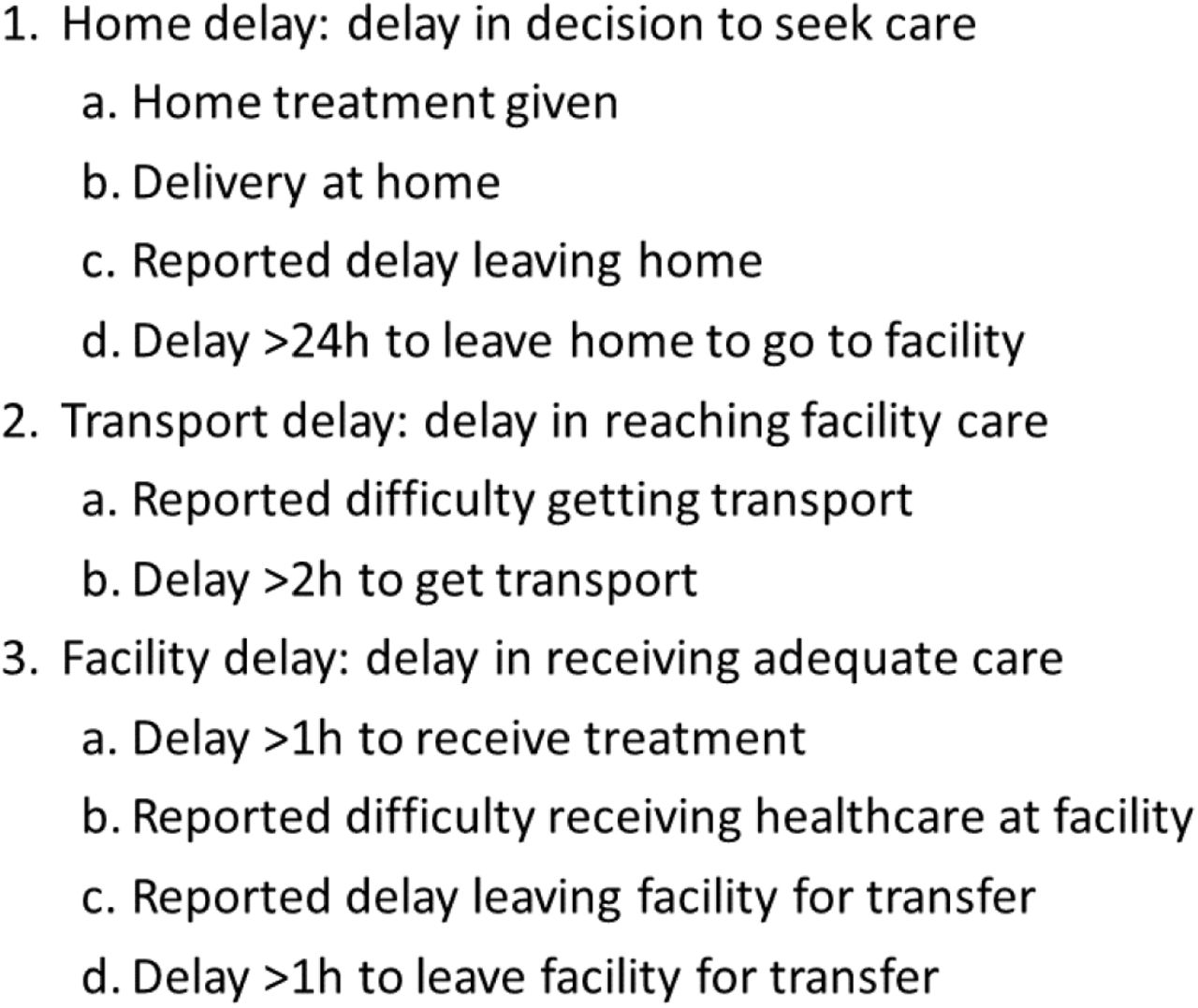 Three delays definitions.