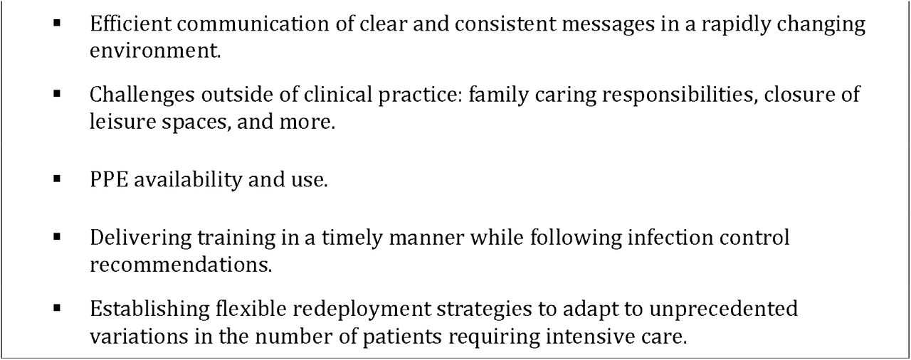 Key challenges for redeployment and training during the COVID-19 pandemic