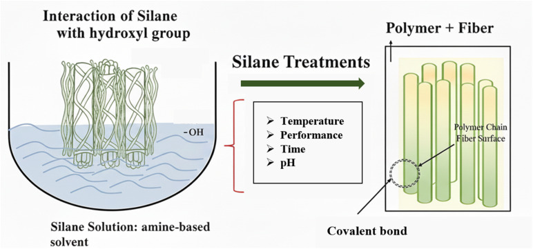 Schematic representation of the silane treatment on natural fiber.