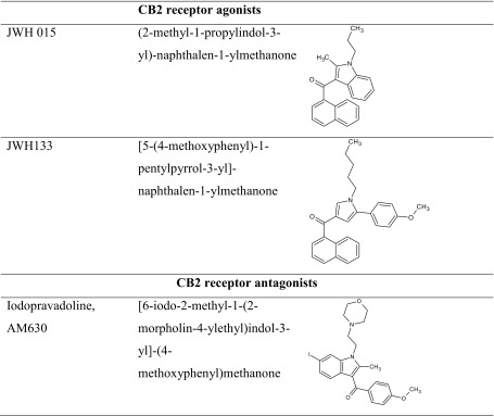 The chemical structure of CB2 receptor ligands