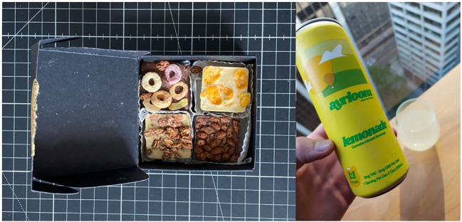Examples of ‘hash brownies’ & cannabis infused beverages. Images courtesy of Joe & Constantin Koch (left) and Herr Greenrush (right).