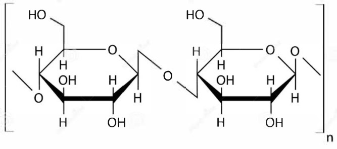 The structural formula of cellulose.